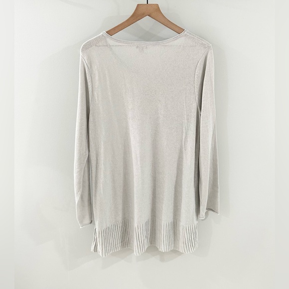 J. Jill Pleated Hem Linen Blend Tunic Sweater Gray Size Large - Picture 5 of 5